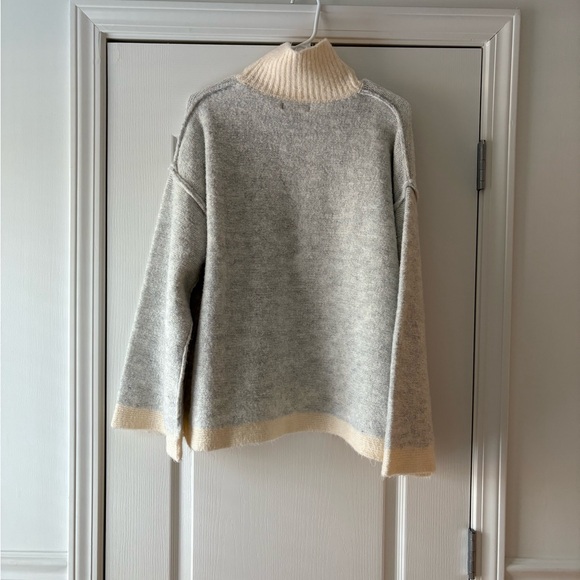 Cozy Gray and Cream Women's Sweater - Picture 2 of 3
